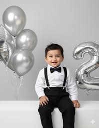 Silver Balloon & Bowtie 2nd Birthday Milestone