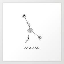 Cancer constellation tattoos are very alluring and give the tattoo a very delicate look. Cancer Floral Zodiac Constellation Art Print Horoscope Tattoos Zodiac Constellation Art Constellation Art
