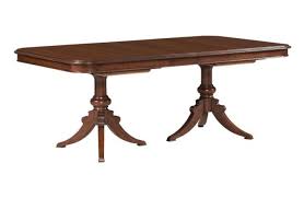 Carriage house is constructed of solid birch, linga, maple, and other select hardwoods in a rich cherry finish. Doerr Furniture Hadleigh Double Pedestal Dining Table Dining Tables Dining