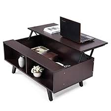 Lift top coffee table with hidden compartment and adjustable storage shelf, lift tabletop for home living room, office, rustic oak finish. Buy Lift Top Coffee Table For Living Room Modern Wood Pop Up Hidden Storage Tables For Dining Walnut Online In Turkey B095p3s6q9
