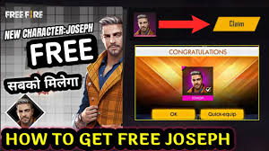 Free fire is an multiplayer battle royale mobile game, developed and published by garena for android and ios. How To Get Free Joseph Character In Free Fire Without Top Up Joseph Character Free Mein Kaise Le Youtube