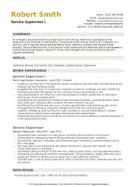 service supervisor resume samples