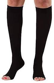 Amazon Com Mojo Compression Socks Knee Length With Wide Calf Open Toe Black Medium Health Personal Care Compression Socks Compression Stockings Knee