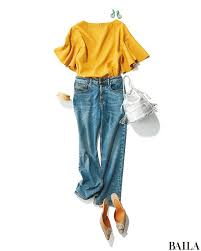 アフター6女子会の日は カラフルトップス デニムでこなれコーデ 2018 7 21のコーデ baila 日本のファッションスタイル トップス ファッションアイデア