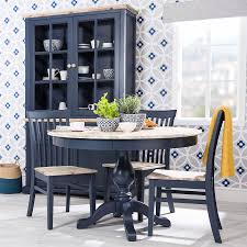 Farmhouse barnwood rustic shabby chic style table set 5pcs with bench solid wood. Solid Wood Kitchen Dining Table Set Florence Extening Table And 2 Upholstered Chairs Set In Navy Blue Kitchen Breakfast Furniture Dining Room Sets Dining Room Furniture Rematiptop Com Br