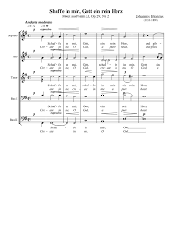 Javascript is required for this feature. Brahms Schaffe In Mir Gott Sheet Music For Soprano Tenor Alto Piano Satb Musescore Com