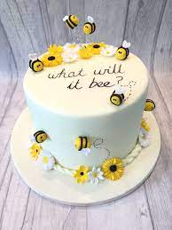 What Will It Be Baby Shower Cake Bee Baby Shower Cake Simple Baby Shower Cake Baby Shower Cakes Neutral