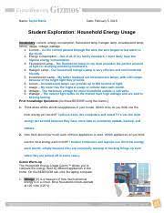 Explore the energy used by many household appliances, such as television sets, hair dryers, lights, computers, etc. Household Energy Gizmo Name Date Student Exploration Household Energy Usage Vocabulary Current Energy Consumption Fluorescent Lamp Halogen Lamp Course Hero