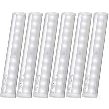Szokled Led Motion Sensor Light Under Cabinet Lighting Battery Powered Lights Wireless Under Counter Light Closet Lights Stick On Lights Night Light Bar Hallway Light Stairs Lights White 6 Pack