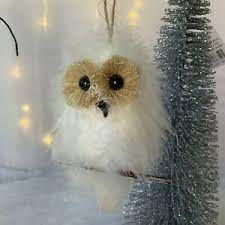 Sold and shipped by christmas central. White Fluffy Feather Owl Hanging Decoration Christmas Tree Vintage Country Bird Ebay