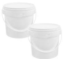 Amazon.com: HEMOTON White Plastic Pail 2pcs White Plastic Bucket with  Handle Lid 2L Industrial Paint Pail Container Bucket Pigment Buckets Empty  Paint ...