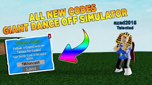 Find codes for your favourite roblox game, all the lists are updated, so just follow the link you want, or find it in the full list of roblox games, here. Roblox Giant Dance Off Simulator New 3 Codes Youtube