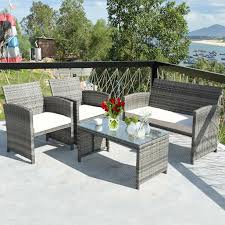 Walmart protection plans cover the total cost of repair, or replacement, for products, as well as covering delivery charges for the. Costway 4 Pc Rattan Patio Furniture Set Garden Sofa With White Cushions Walmart Com Walmart Com