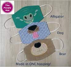 In The Hoop Ith Kids Face Or Dust Mask 01 5x7 Machine Embroidery One Size Five Applique Designs Comfortable Fit Washable Reusable In 2021 Machine Embroidery Dust Mask Applique Designs