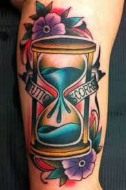 Featuring an american bald eagle, representing freedom, liberty and patriotism, and a pair of crossed rifles with bayonets representing classic army weaponry, this brand is bright and the sudden injections of yellow on the wings and beak of the eagle, as. Blue Sand Hourglass With Flowers Tattoo