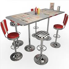 Retro American Bar Stools And Table 3d Cgtrader