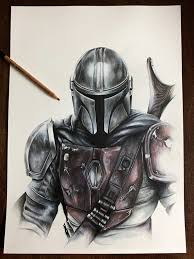 The Mandolorian Original Drawing Star Wars Gothic Home Decor Fandom Wall Art Comics Occult Pencil Portraits Star Wars Art Drawings Drawing Stars Star Wars Drawings
