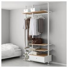 Elvarli 2 Section Shelving Unit White Bamboo Ikea Bedroom Storage For Small Rooms Bedroom Storage Small Bedroom Storage