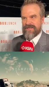 Famous actor David Harbour loves playing Starfield. “Bethesda games,  there’s something about them that is just so rich and that world”