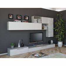 Lt P Gt Soggiorno Composizione Fissa Con Struttura E Vani Giorno In Melaminico Finitura Cemento E Idee Arredamento Soggiorno Mobili Soggiorno Soggiorno Bianco
