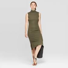 Women S Sleeveless Turtleneck Rib Knit Midi Dress A New Day Olive Xxl Women S Green Turtle Neck Dress Knit Midi Sleeveless Turtleneck