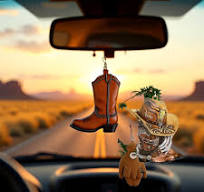 Amazon.com: Car Rear View Mirror Cowboy Boots and Hats ...