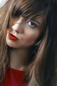 Portrait of the Girl with Scarlet Lips Stock Photo