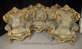Maybe you would like to learn more about one of these? Antique French Rococo Sofa Suite Gilt Arm Chairs Lounge Chair Chippendale