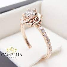 Flower Rose Unique Engagement Ring Right Hand Diamond Ring 14k Rose Gold Band Special Gift Fr Rose Engagement Ring Wedding Rings Unique Unique Engagement Rings