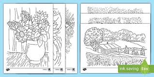 Mancoff vincent van gogh completed. Vincent Van Gogh Themed Colouring Pages