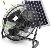Fyydes 12 Inch Quiet 3 Speed Table Fan with 10000mah Solar Panel Powered  and AC Charger Input, Floor Fan High Velocity for In/Outdoor