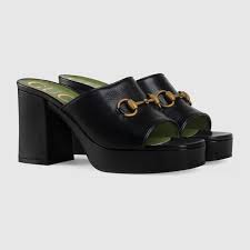 Widest selection of new season & sale only at lyst.com. Shop The Black Leather Mid Heel Platform Slide Sandal At Gucci Com Enjoy Free Shipping And Complimentary G Platform Sandals Heels Women Platform Sandals Heels
