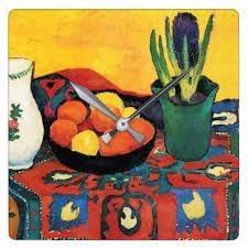 From $19.90 custom the size & frame; Vintage Still Life Hyacinth Carpet August Macke Square Wall Clock Zazzle Com Floral Wall Clocks Floral Wall Art Canvases Summer Wall Decor
