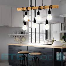 Details Zu Led Esstisch Decken Hange Lampe 6 Flammig Holz Balken