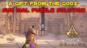 I also trade as manicpuzzler :). Assassin S Creed Origins A Gift From The Gods How To Solve The Sun Dial Puzzle Youtube