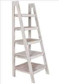 Portobello Rustic White Wash Wood Ladder Library Unit Shelves Storage Furniture Ebay Bookcase Wall Display Wooden Ladder Shelf