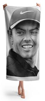 Rory Mcilroy drawing Beach Towel by Murphy Art Elliott