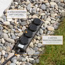 Wenn sie eine steckdosenleiste für einen feuchten ort, wie garten oder keller kaufen möchten, achten sie darauf. Mehrfachsteckdose Leiste Fur Garten Aussenbereich Ip44 Kabel 3m 4 Fach Schuko Steckdosen