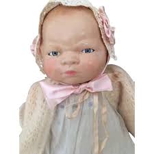 Antique Composition Bye Lo Baby Doll, 18 IN, Cameo Bye Lo Grace Storey