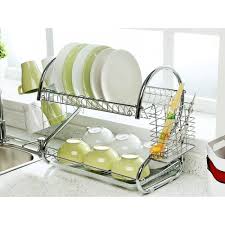 2 layer stainless dish drainer. Kitchen Organizer 2 Layer Stainless Steel Tableware Dish Rack 8051