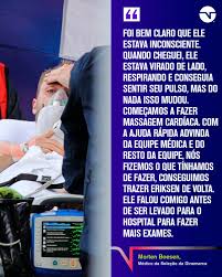O jogador dinamarquês christian eriksen caiu inanimado no relvado enquanto esperava a reposição de bola num lançamento longo, corria o minuto 43 na partida entre a dinamarca e a finlândia a. H4dh80dcxhp71m