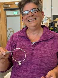 A brilliant bangle workshop with 5 brilliant women yesterday! The ultimate  in sustainable making, these Seaglass charm bangles were made with recycled  silver, using scrap from my overflowing scrap pot to create