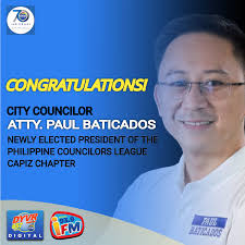 Congratulations City Councilor Paul Baticados for being elected as the new  PCL-Capiz President (2022-2025)! Vice President: SB Member Rodriquez T.  Dadivas, Jr.
