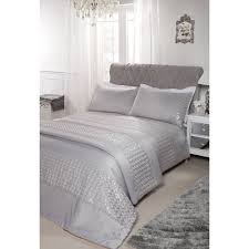 Finished with a beautiful quilted border and embellished with sparkly sequin rosettes, this bedspread is sure to add a touch of glamour to your bedroom. Charlotte Silver Sequin Detail Luxury Duvet Cover Set Tj Hughes