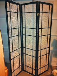 Repurposed Japanese Screen Room Divider And Old Lace Tablecloths Wooden Doors Repurposed Room Divider Wooden Doors