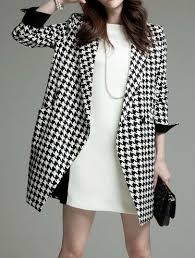 Black And White Houndstooth Coat Women S 37 Coat Available On Sheinside Com Fashion Houndstooth Coat Style