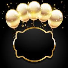 Black And Gold Balloon Border Design Golden Balloon With Black Birthday Background 03 Modelo De Convite Aniversario Papel De Parede Aniversario Baloes Dourados