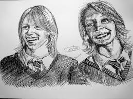 Fred And George Weasley In Portrait Graphic Draw Harry Potter Art Drawings Art Sketchbook Fred And George Weasley