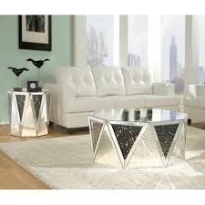Buy haton side table, round white modern home decor coffee tea end table for living room, bedroom and balcony, easy assembly (16.5 × 20.5 inches): House Of Hampton Varner Drum Shape Mirrored Top Coffee Table With Faux Gem Stones Inlay Coffee Table Modern Furniture Living Room Furniture