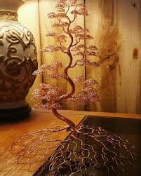 Large Copper Wire Rooted Bonsai Tree Metal Art Sculpture Wire Tree Sculpture Tree Art Wire Art Sculpture